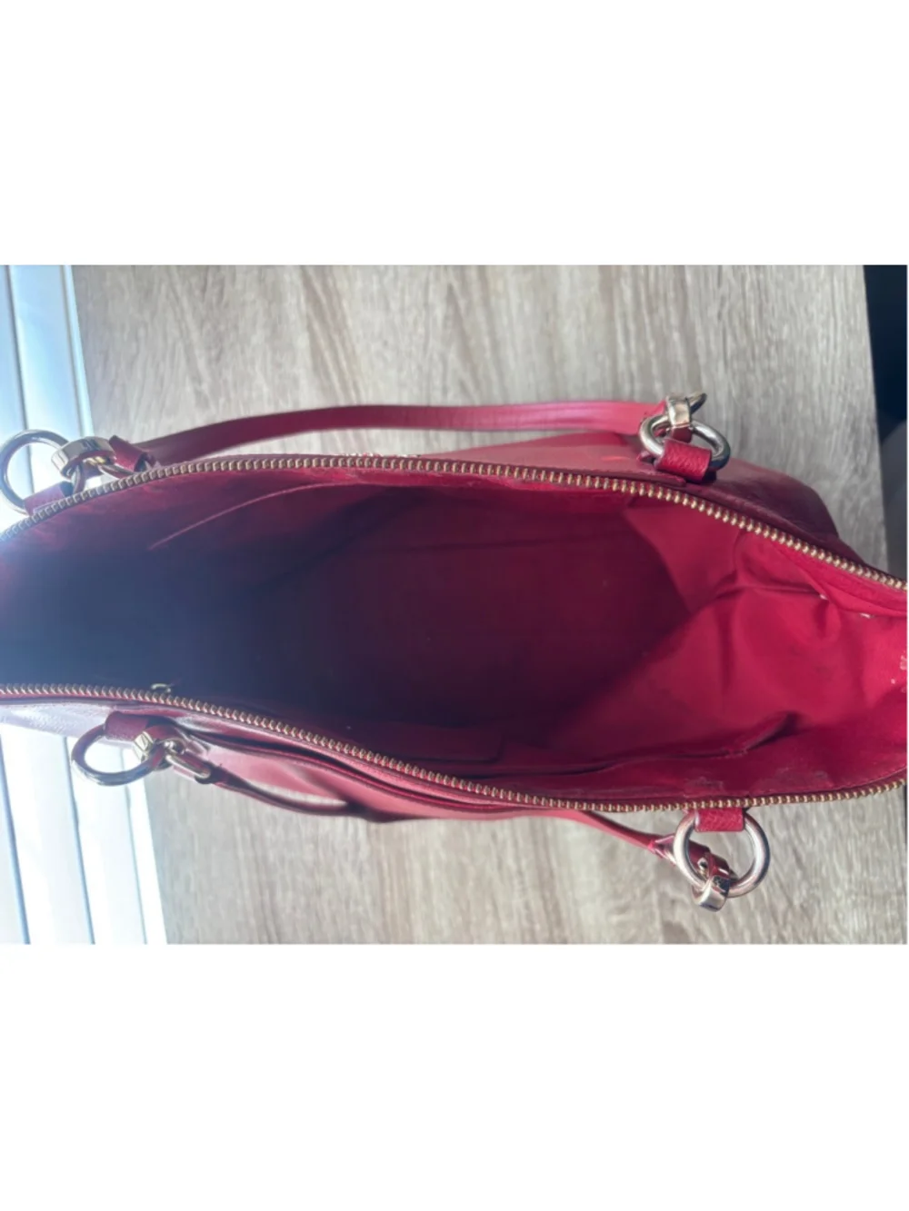 Coach Red Leather Double Strap Hand Bag Tote Bag Classic Career Luxury - Picture 10 of 11